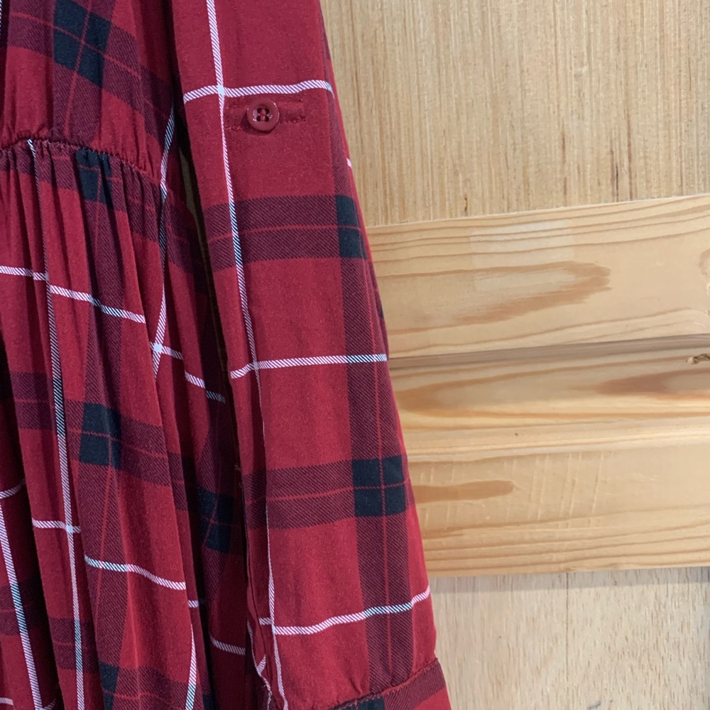 Torrid Red and Black Plaid Dress Sz 0 (L 12) - Picture 5 of 5